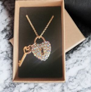 Heart Lock and Key Necklace NWOT Extender Chain included